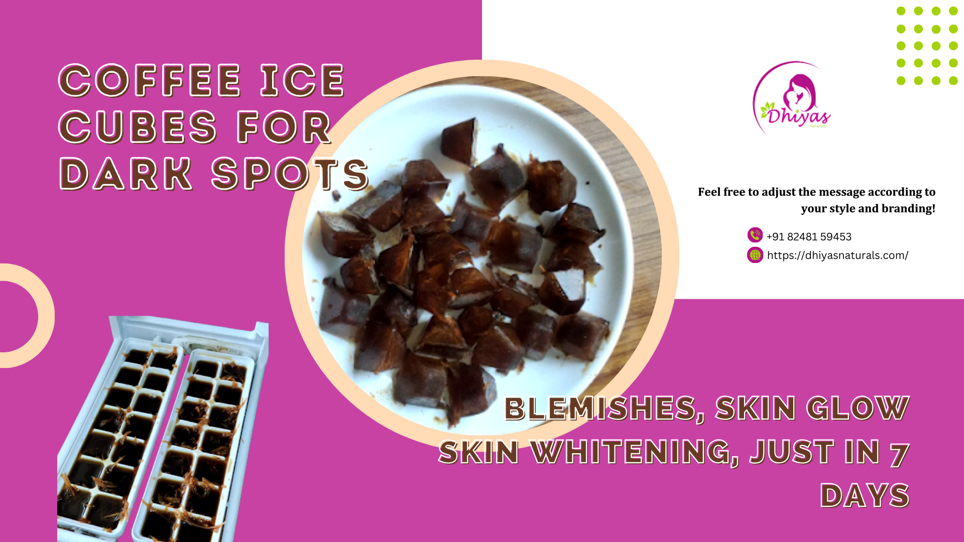 Coffee Ice Cubes For Dark Spots, Blemishes, Skin Glow Skin Whitening, Just In 7 Days